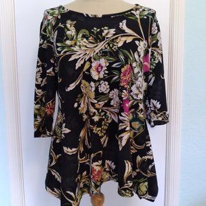 Maple Brand Black Floral Sharkbite Shirt Medium